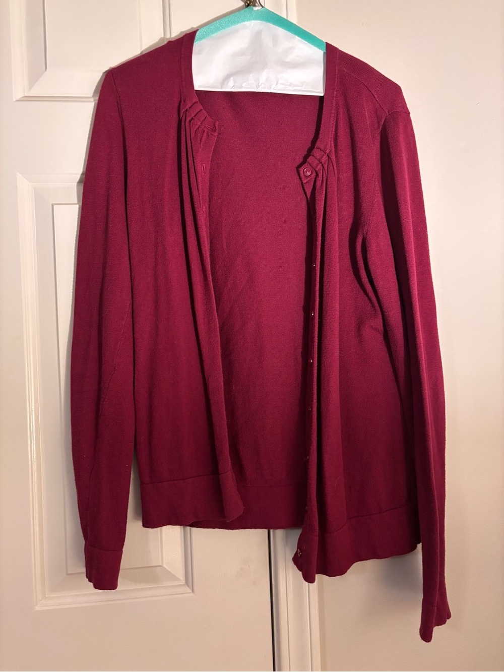LOFT Burgundy Open-Front Cardigan